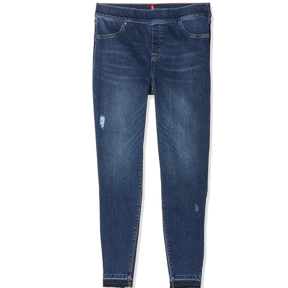 Spanx Women's S/P Distressed Denim Jeggings Skinny Stretch Pull On Pants Petite - Picture 1 of 15